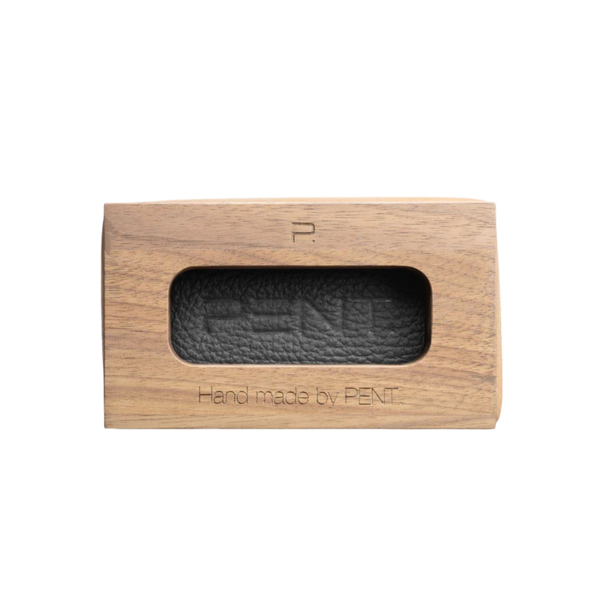 Side view of the Luxury yoga equipment, handmade with natural wood and premium Italian leather, in default color. PENT. KOHA - Luxury Yoga Block