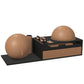 PENT. RACKA: Skipping ropes, push up bars, fitness mat, fitness ball, balance ball and stretching roller. Handcrafted with natural Italian brown base leather, black accent leather and black ash wood.