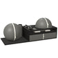 PENT. RACKA: Skipping ropes, push up bars, fitness mat, fitness ball, balance ball and stretching roller. Handcrafted with natural Italian grey base leather, white accent leather and black ash wood.
