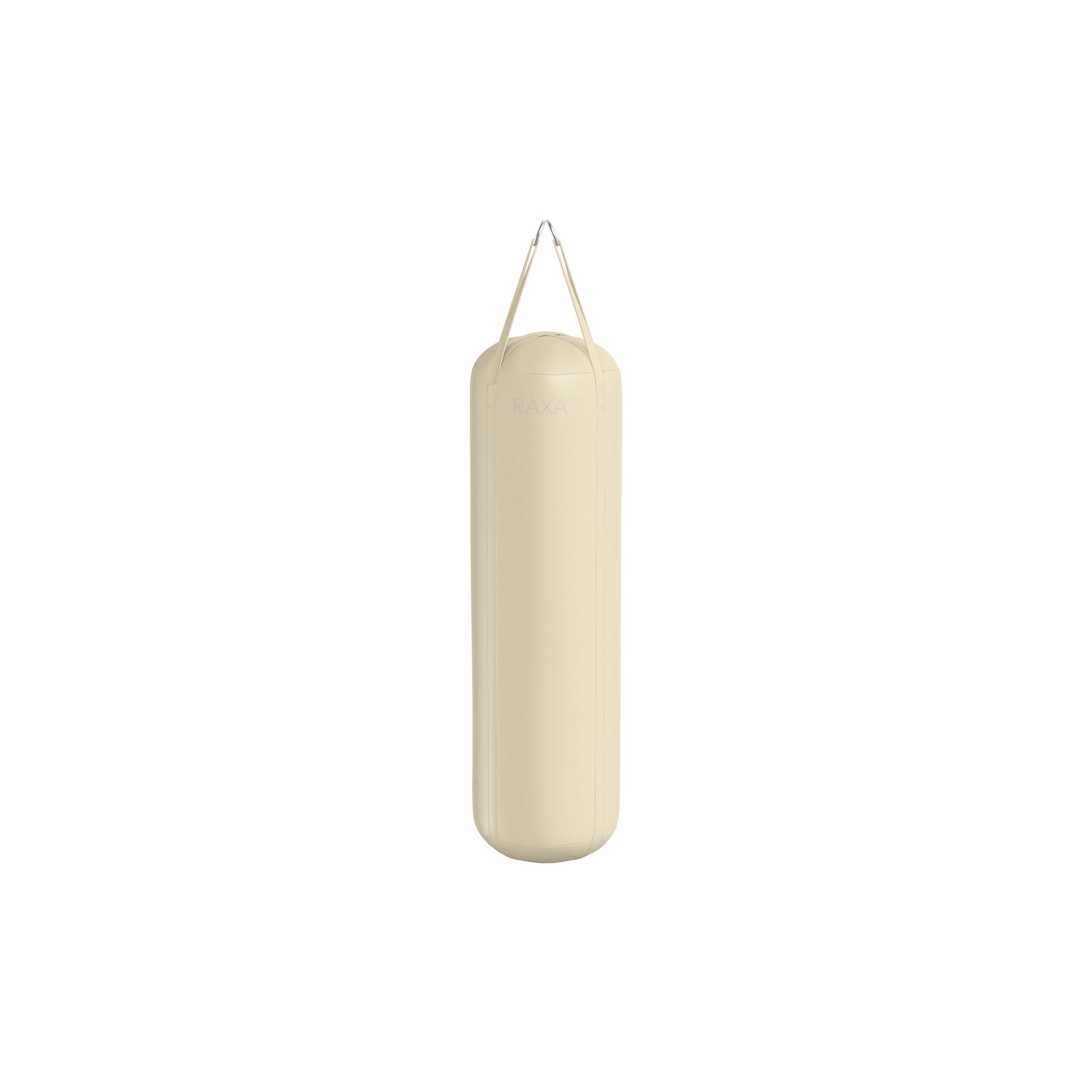 Luxury boxing equipment, handcrafted genuine Italian leather punching bag, filled with genuine leather scraps. With full beige Italian leather. PENT. RAXA