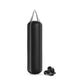Luxury boxing equipment, handcrafted genuine Italian leather punching bag and boxing gloves, filled with genuine leather scraps. With black base & grey accent Italian leather. PENT. RAXA