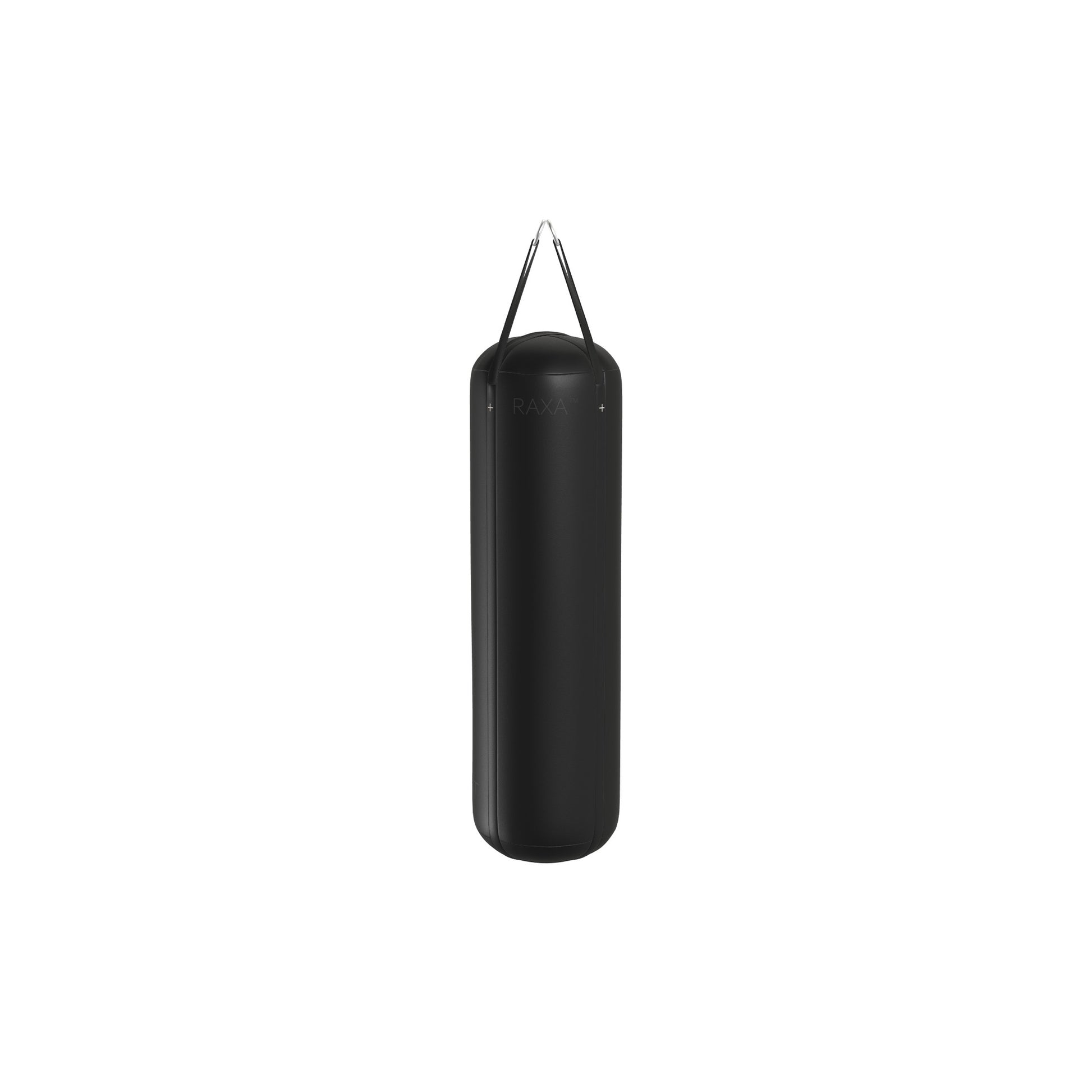 Luxury boxing equipment, handcrafted genuine Italian leather punching bag, filled with genuine leather scraps. With full black base & accent Italian leather. PENT. RAXA