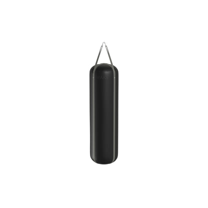 Luxury boxing equipment, handcrafted genuine Italian leather punching bag, filled with genuine leather scraps. With black base & grey accent Italian leather. PENT. RAXA