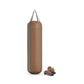 Luxury boxing equipment, handcrafted genuine Italian leather punching bag and boxing gloves, filled with genuine leather scraps. Base leather in brown and accent leather in grey color. PENT. RAXA