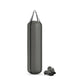 Luxury boxing equipment, handcrafted genuine Italian leather punching bag and boxing gloves, filled with genuine leather scraps. Base leather in grey and accent leather in black color. PENT. RAXA