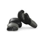 Luxury fitness equipment, handmade boxing gloves with premium Italian leather, base leather in black and accent leather in grey color. PENT. RAXA - Luxury Boxing Gloves