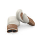 Luxury fitness equipment, handmade boxing gloves with premium Italian leather, base leather in white and accent leather in brown color. PENT. RAXA - Luxury Boxing Gloves
