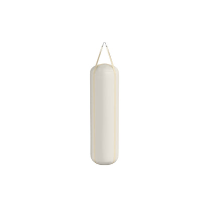 Luxury boxing equipment, handcrafted genuine Italian leather punching bag, filled with genuine leather scraps. Base leather in white and accent leather in beige color. PENT. RAXA