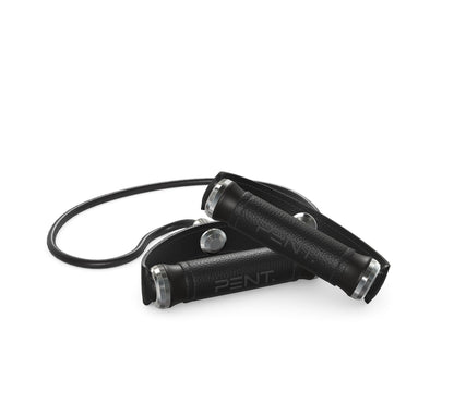 Luxury gym equipment, handcrafted resistance band with black ash wood and premium black leather. PENT. RESA - Luxury Fitness Resistance Band