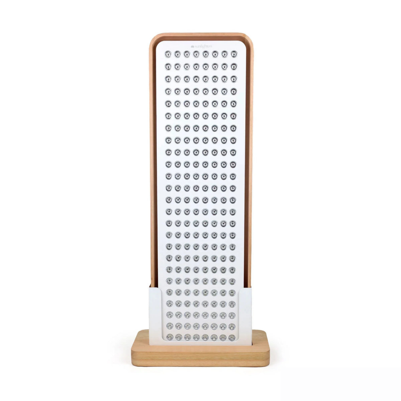 Sunlighten Red Light Therapy Panel standing upright with visible LED grid.