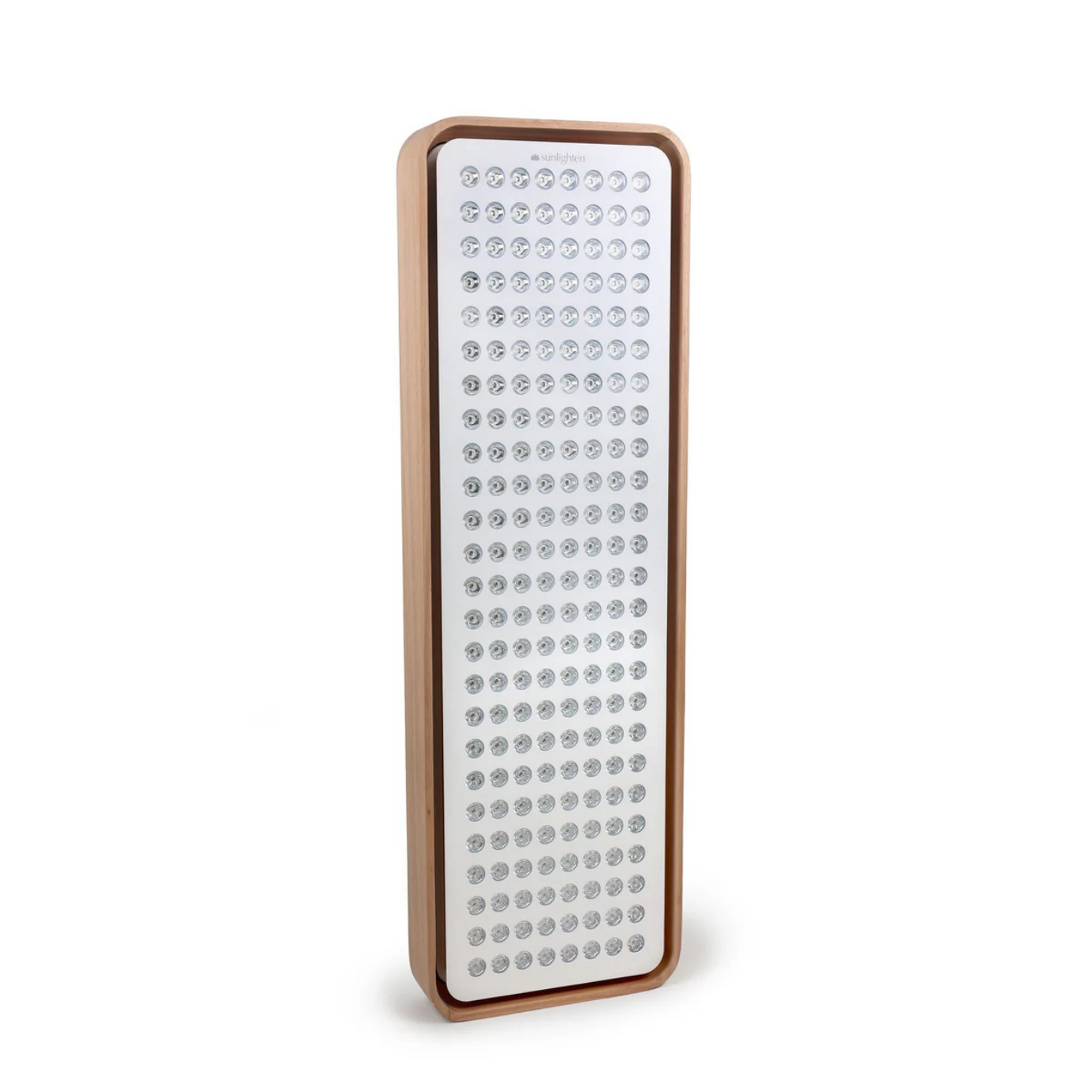 Sunlighten Red Light Therapy Panel standing upright with visible LED grid.