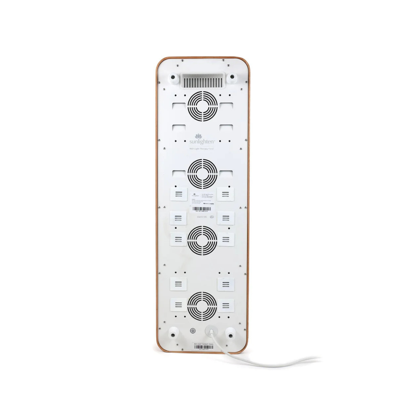 Back view of the Sunlighten Red Light Therapy Panel with ventilation slots and power input.