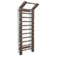 Luxurious home gym equipment, luxury wall bar with removable rungs and pull up bar handcrafted with stainless steel and premium natural dark walnut wood. PENT. SCALA