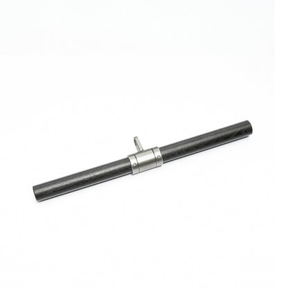 Further view of a metallic connecting black ash wood bar with a center clasp, featuring a sleek, cylindrical design, used for workout exercises. Stil-Fit Functional Trainer Accessories - Bicep & Tricep Bar