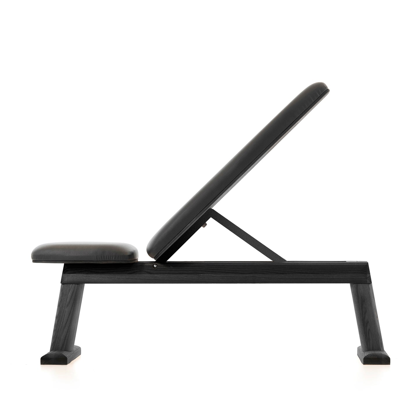  A luxury home gym equipment, weight bench crafted with solid shadow black wood and premium leather. NOHRD WeightBench - Adjustable Exercise Bench