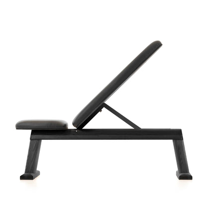  A luxury home gym equipment, weight bench crafted with solid shadow black wood and premium leather. NOHRD WeightBench - Adjustable Exercise Bench