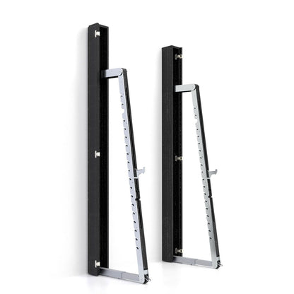 A luxurious squat rack made with shadow black wood and stainless steel, perfect for a large range of activities. NOHRD Squat Rack