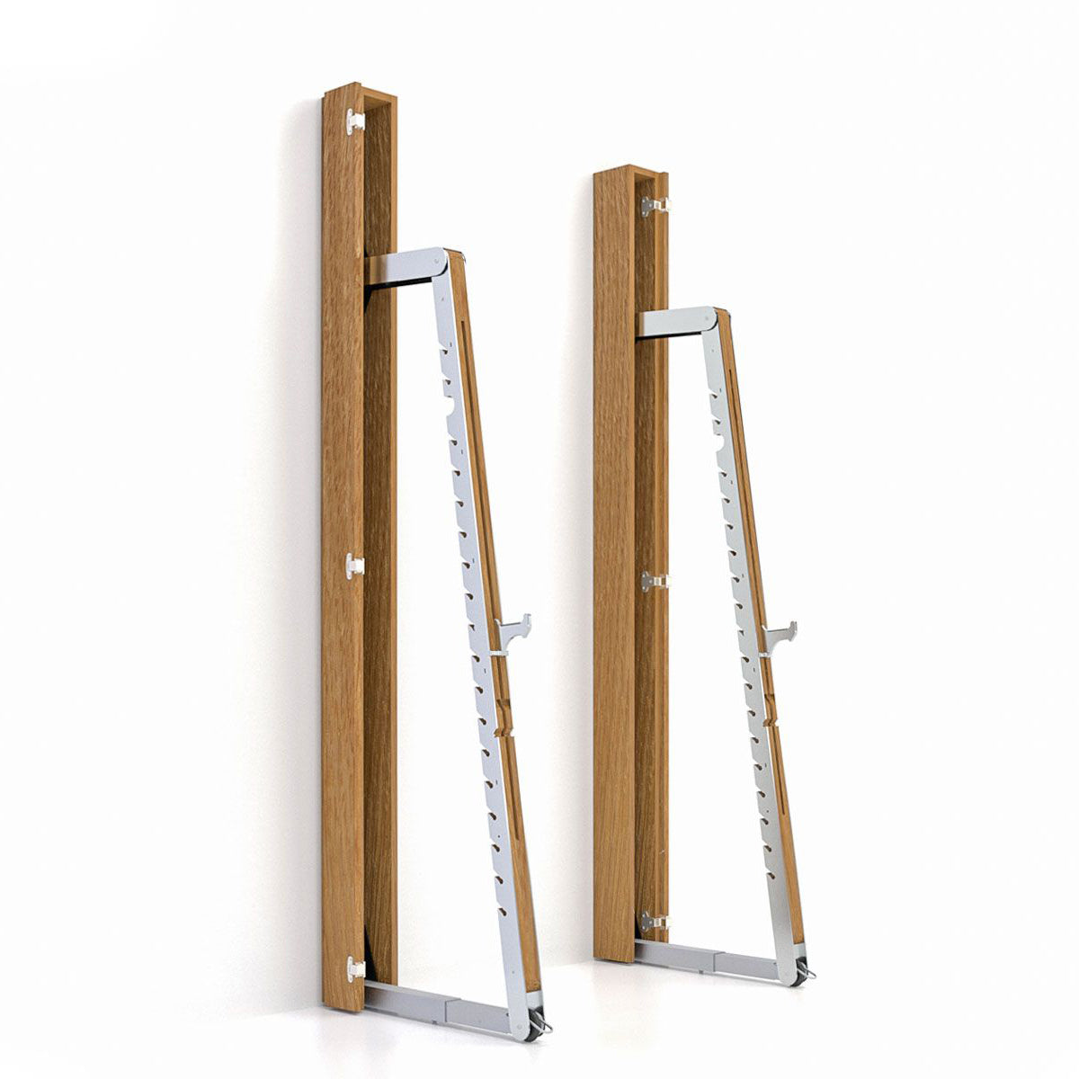A luxurious squat rack made with solid oak wood and stainless steel, perfect for a large range of activities. NOHRD Squat Rack