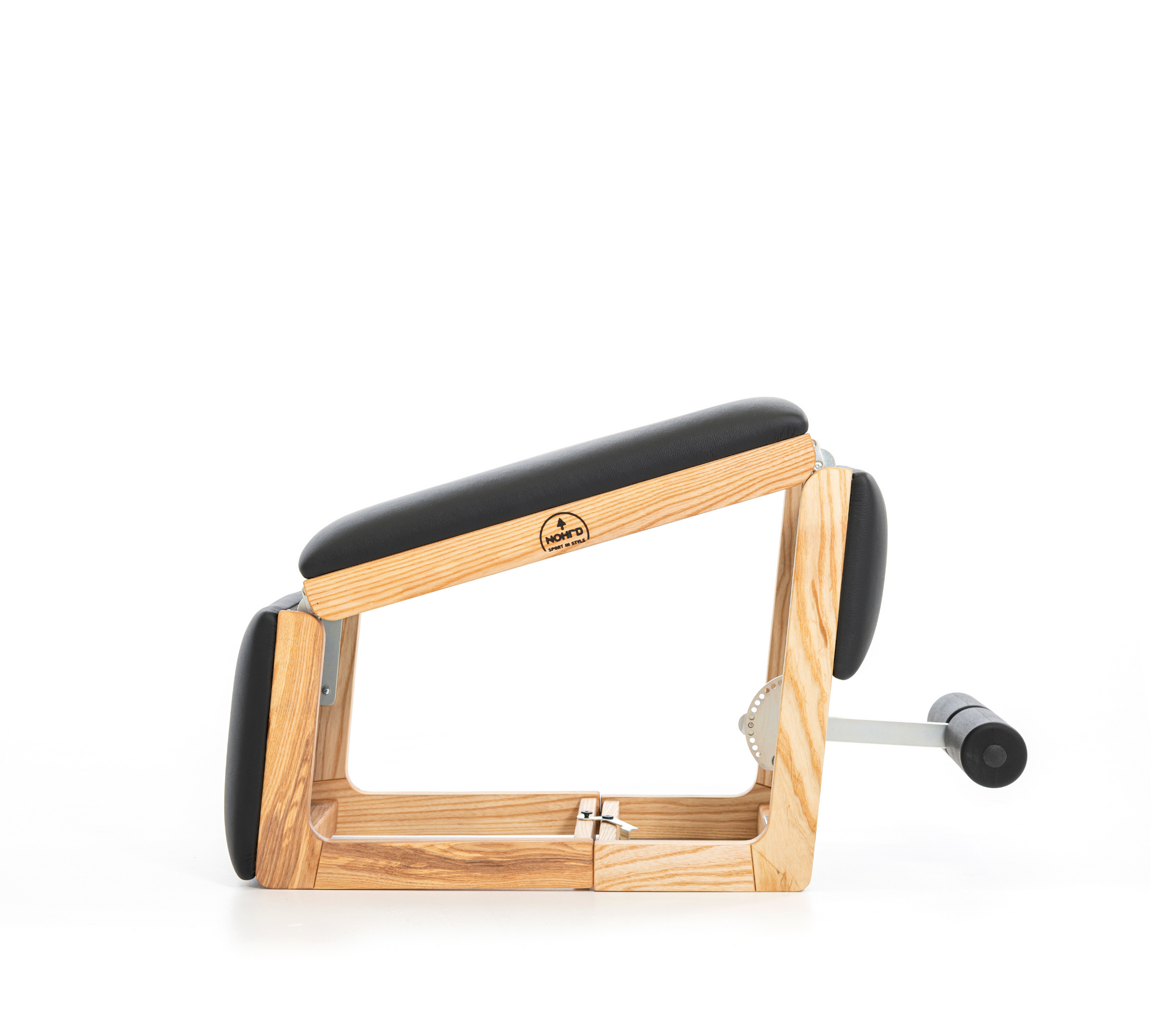 A multifunctional exercise bench made with ash wood and premium Italian leather, for a broad range of exercises. NOHRD TriaTrainer