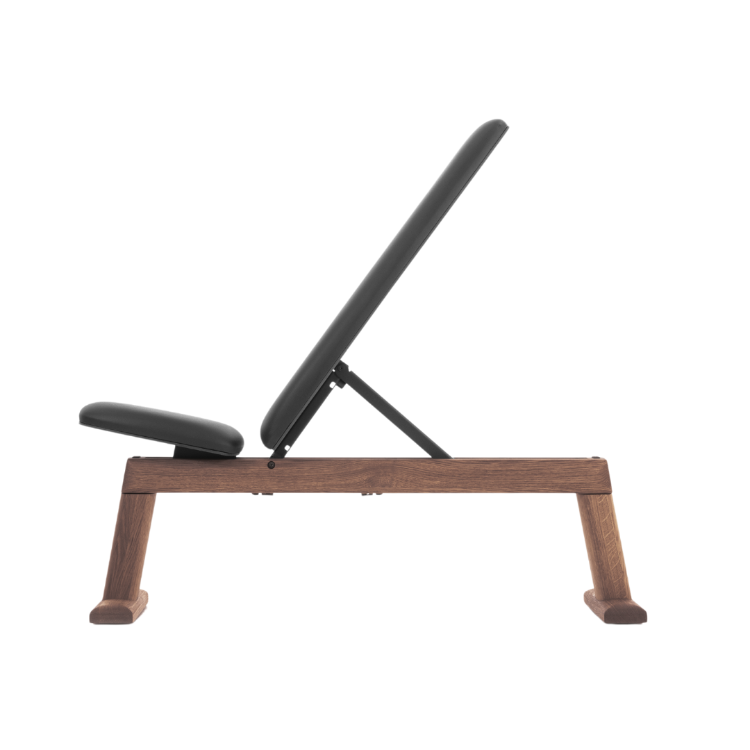  A luxury home gym equipment, weight bench crafted with solid vinatge wood and premium leather. NOHRD WeightBench - Adjustable Exercise Bench