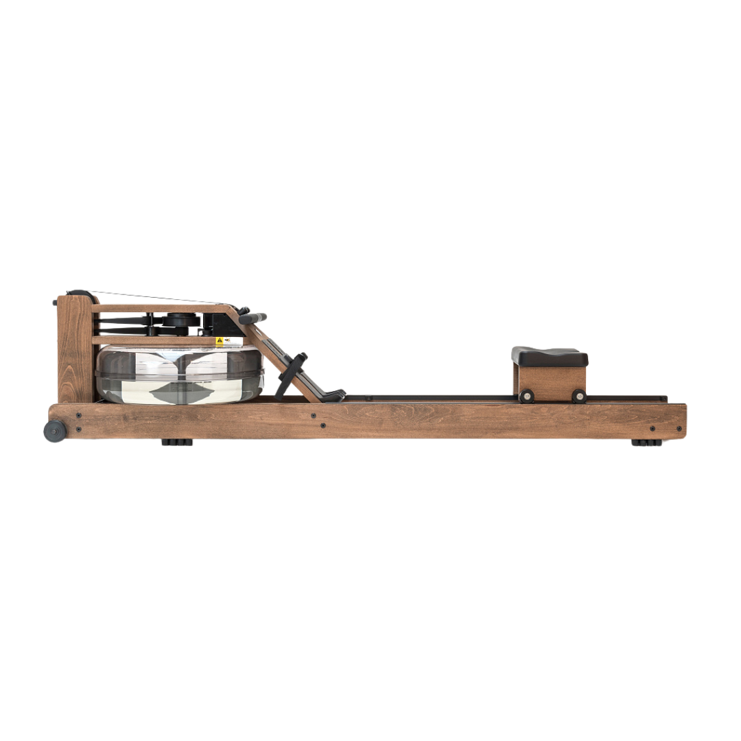 A luxurious home gym equipment, rowing machine with water resistance, made with high quality wood in vintage wood finish. NOHRD Water Rower S4 - Rowing Machine