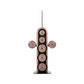  Luxury wooden & stainless steel weight plate set with barbell and dumbbell plates on a sleek vertical vintage wooden rack. Premium gym equipment for strength training. NOHRD Weight Plates - Barbell & Dumbbells Tower