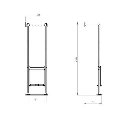 Wall Unit from Pilates Scandinavia - Dimensions.