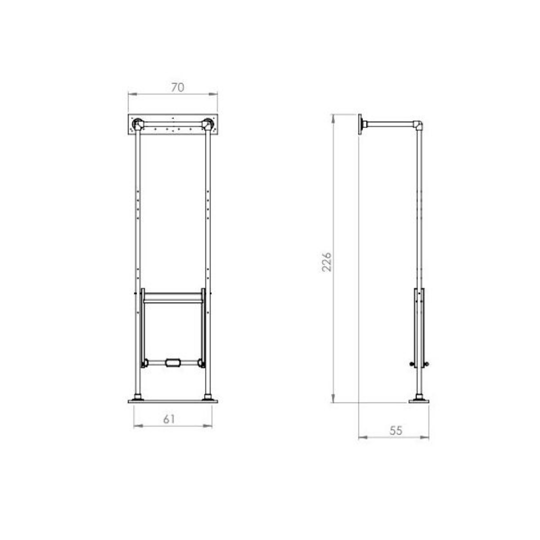 PILATES SCANDINAVIA Wall Unit + High Mat – dimensons