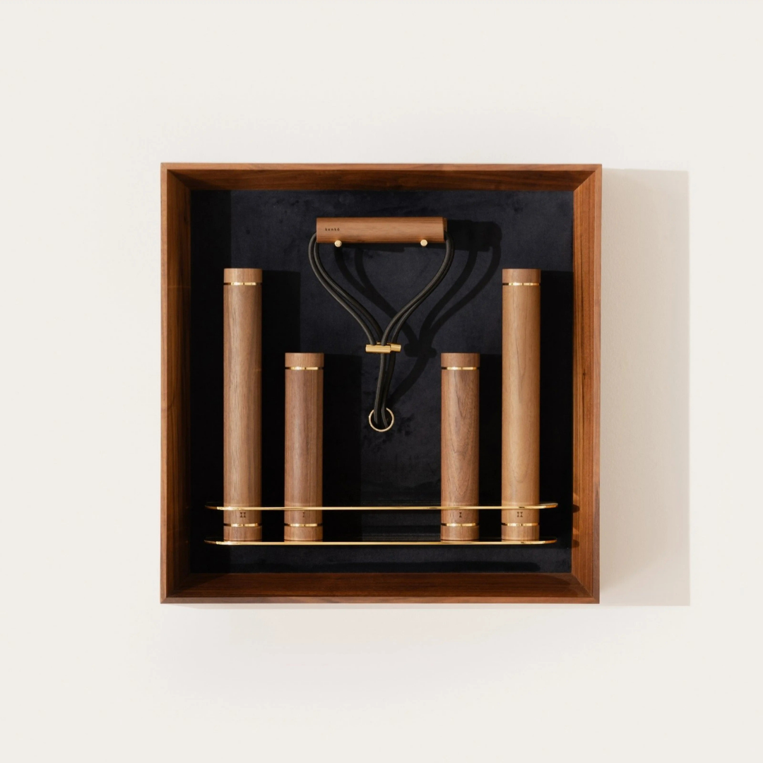 Space-saving wall-mounted fitness rack blending performance and interior design.