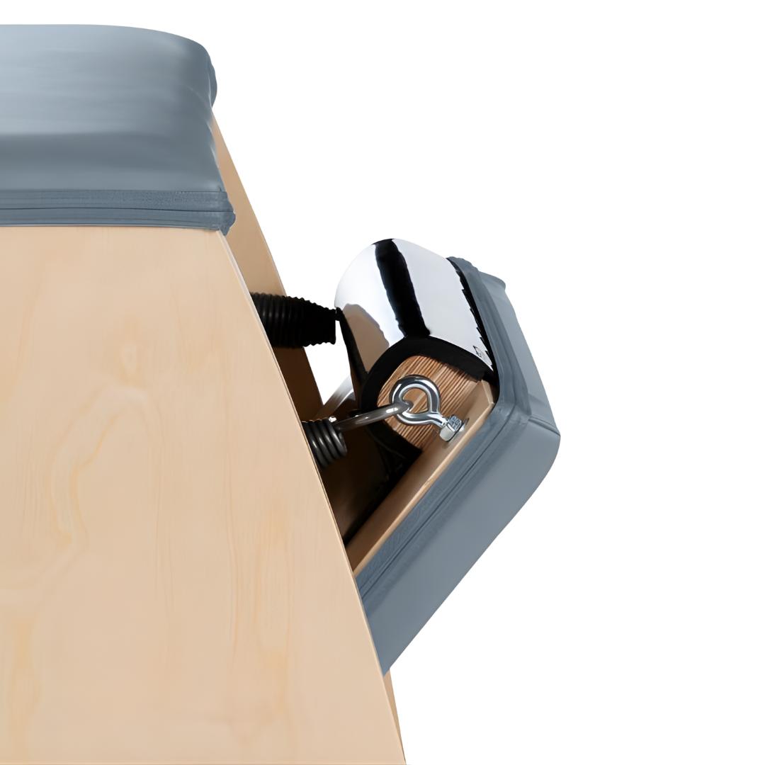 Close-up view of Wunda Chair with adjustable handles and padded seat
