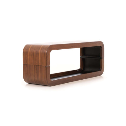 Closer view of the bench from the luxury fitness equipment, Nohrd Stepbox - all in one fitness box made with natural walnut wood.