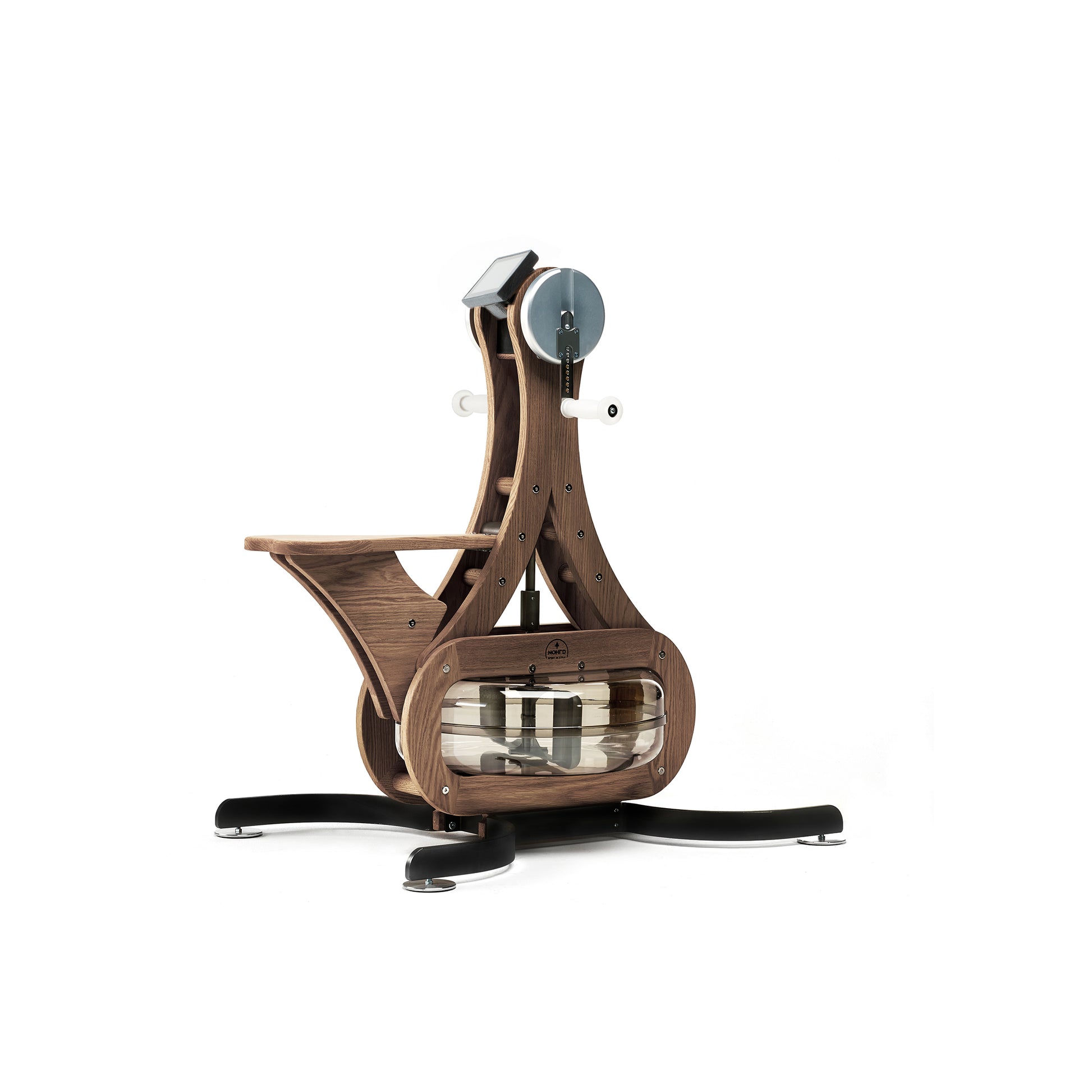 Luxury gym equipment, made with natural vintage wood, for cardio workout. NOHRD WaterGrinder.