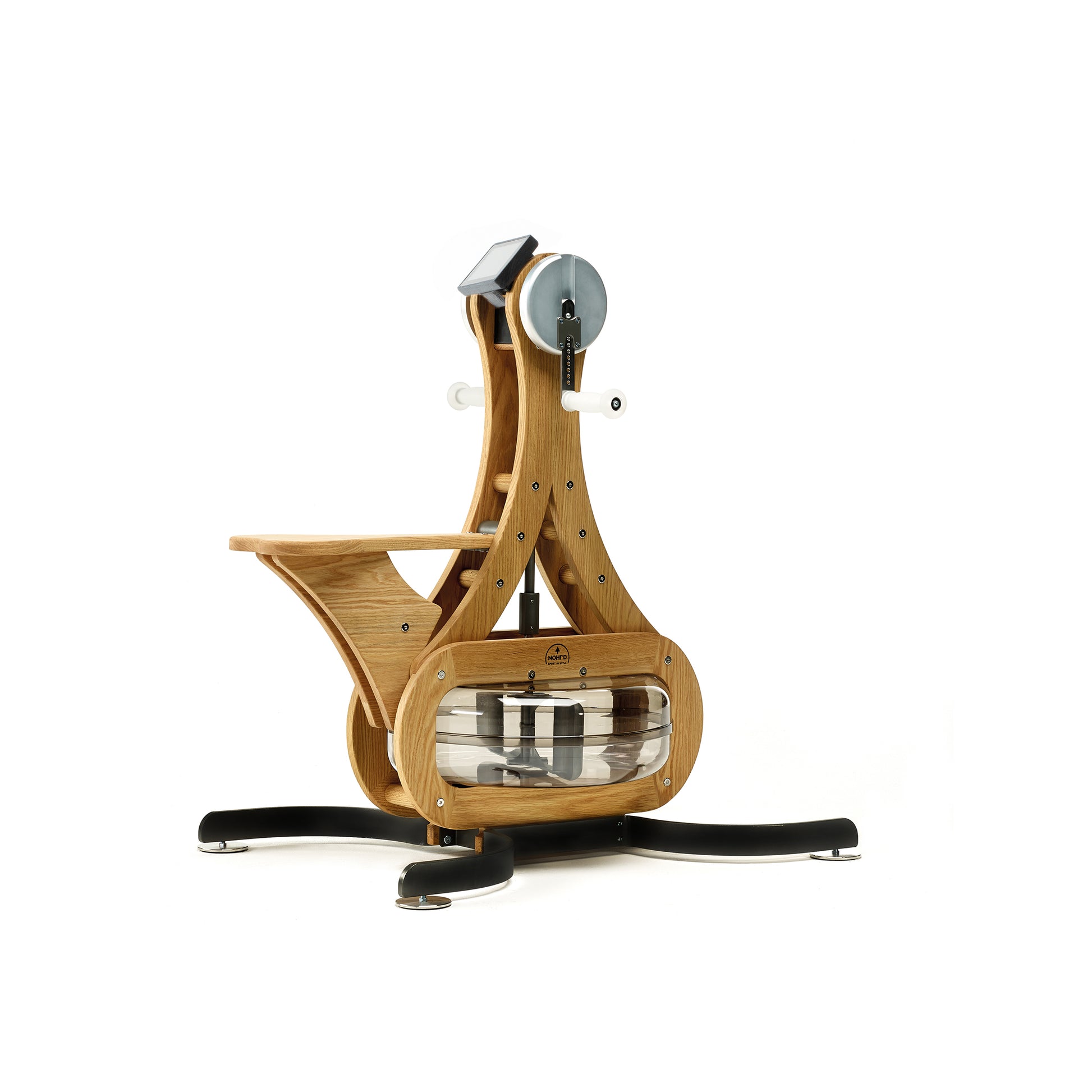 Luxury gym equipment, made with natural oak wood, for cardio workout. NOHRD WaterGrinder.