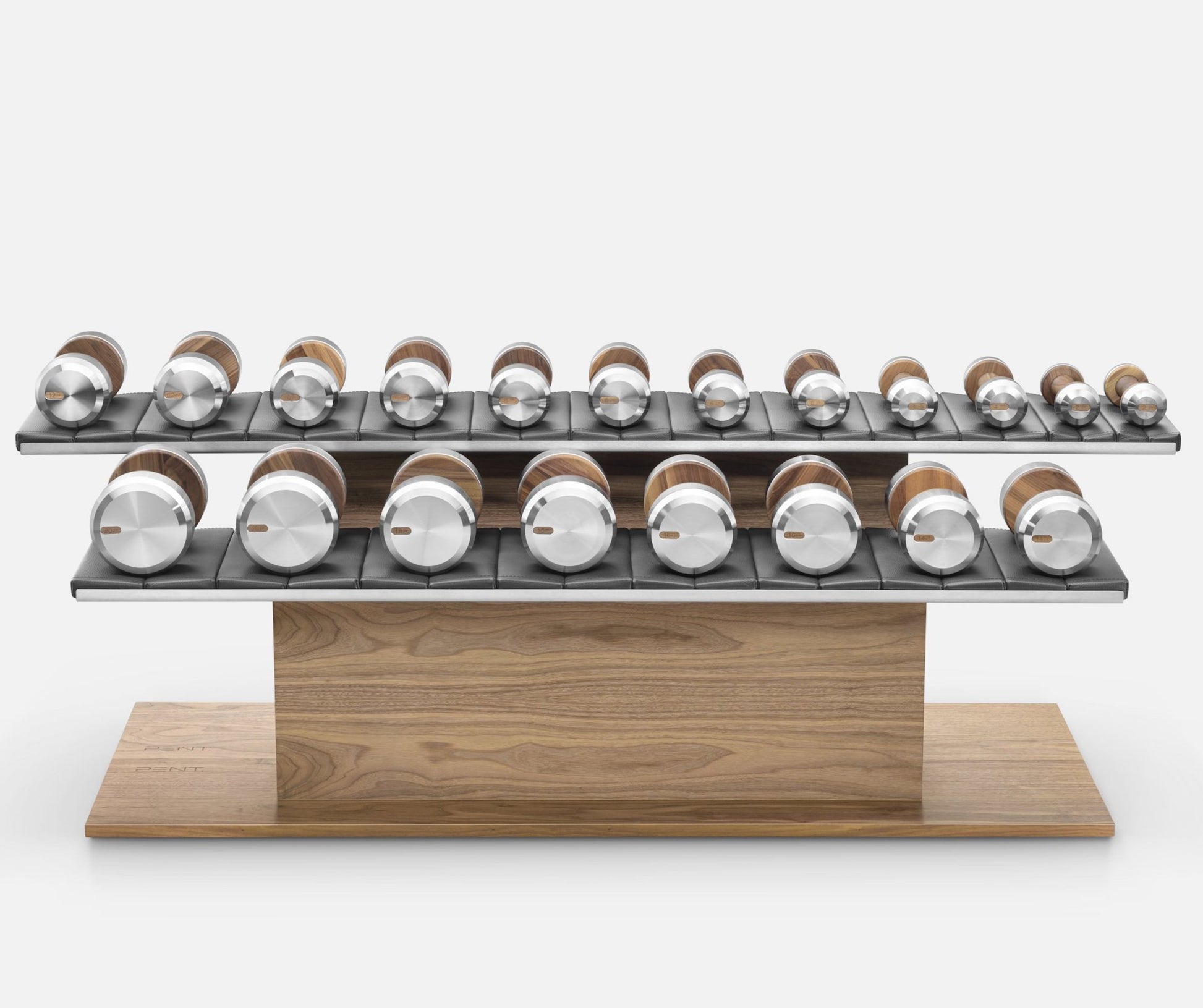 Luxury Fitness Equipment - Bespoke dumbbells. Wood and Stainless Steel. PENT COLMIA