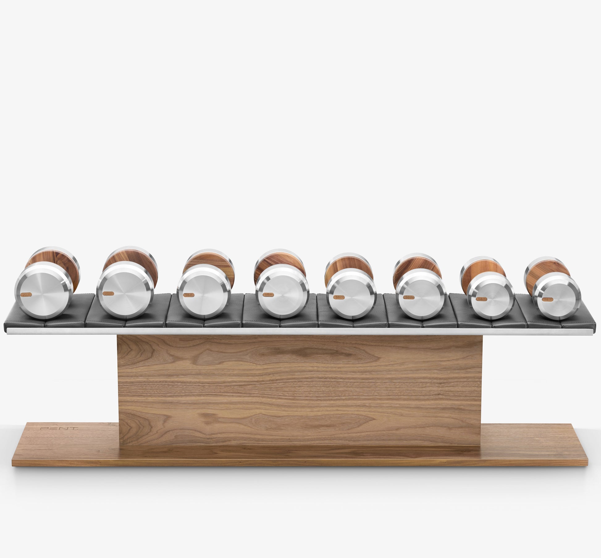 Luxury Fitness Equipment - Bespoke dumbbells. Wood and Stainless Steel. PENT COLMIA