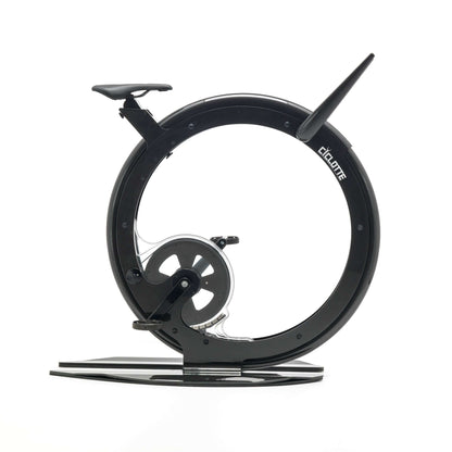Larger view of a luxury gym equipment, designer exercise bike in black carbon color, handcrafted from Italy. Ciclotte Bike - Designer Exercise Bike