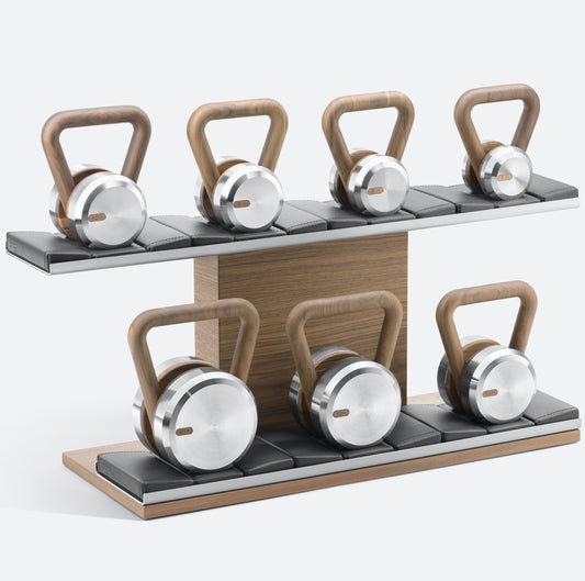 Luxury Fitness Equipment - Bespoke Kettlebells. Wood and Stainless Steel. PENT LOVA. Cycling Bears
