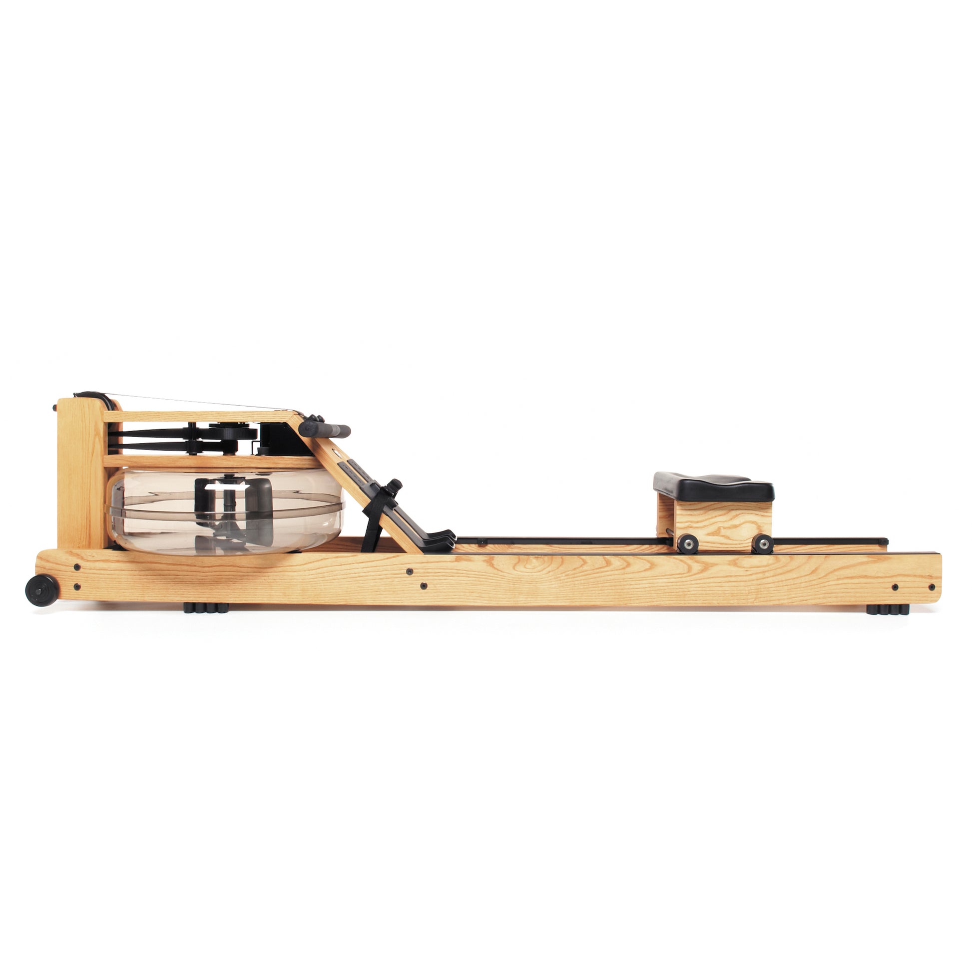 A luxurious home gym equipment, rowing machine with water resistance, made with high quality wood in ash wood finish. NOHRD Water Rower S4 - Rowing Machine